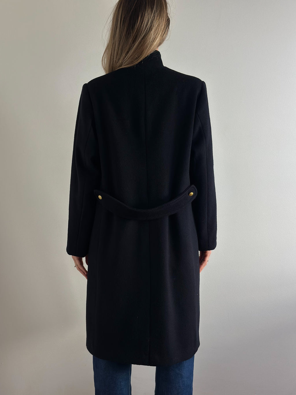 Minimalist Navy Wool Overcoat
