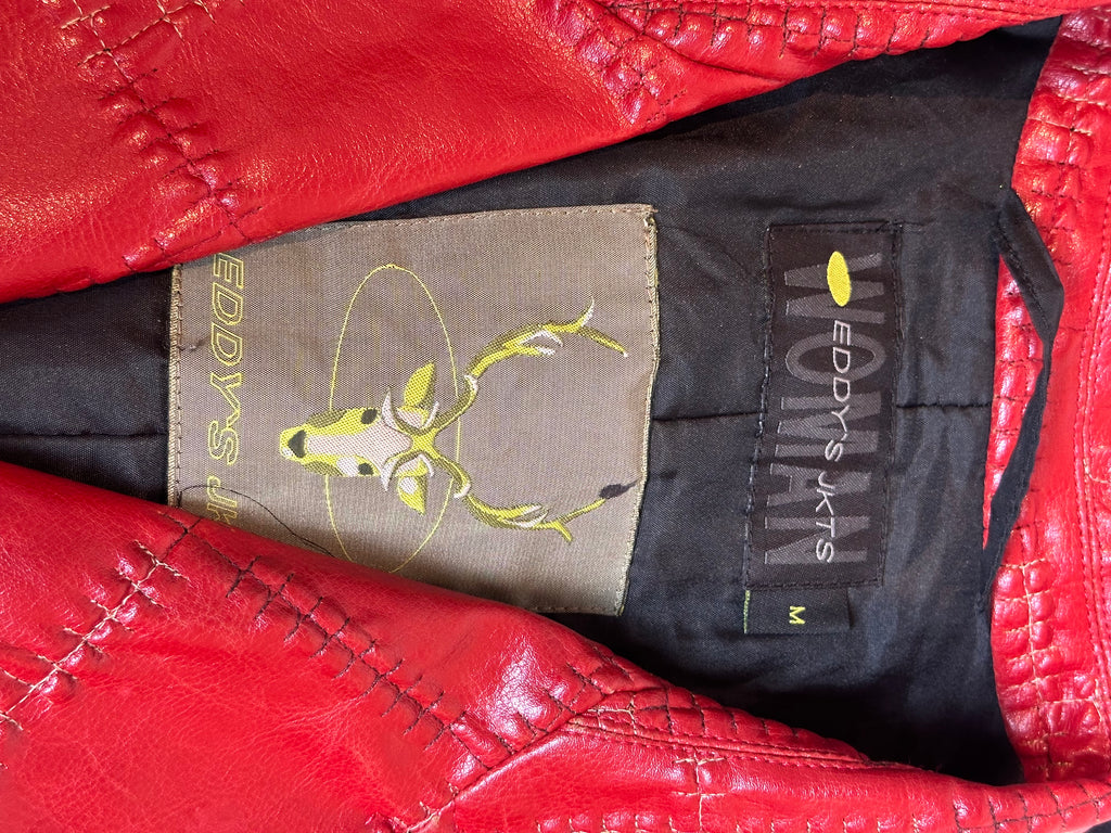 Bold Scarlet Red Faux Leather Trench Coat