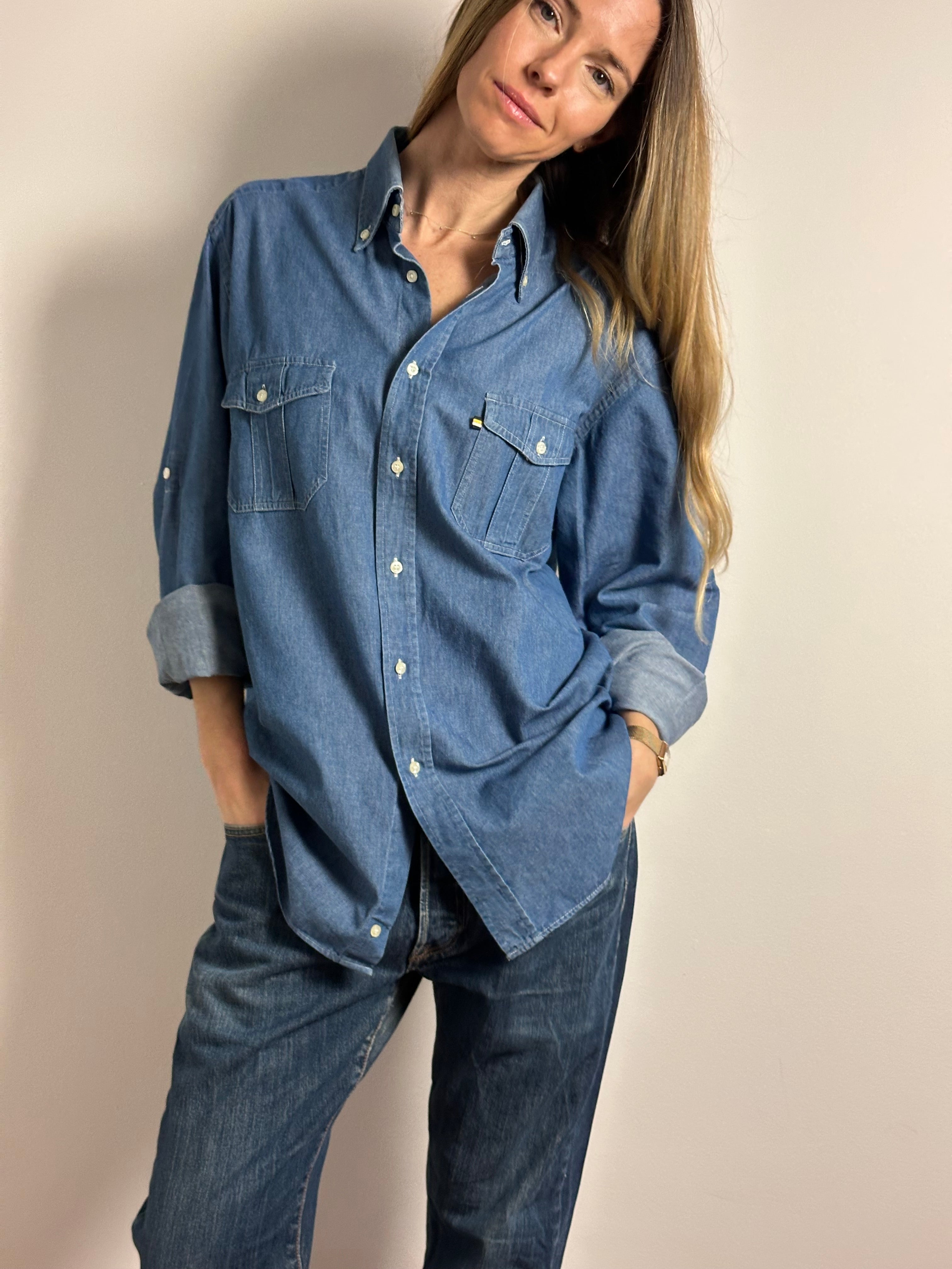 Vintage Rugged Denim Workwear Shirt