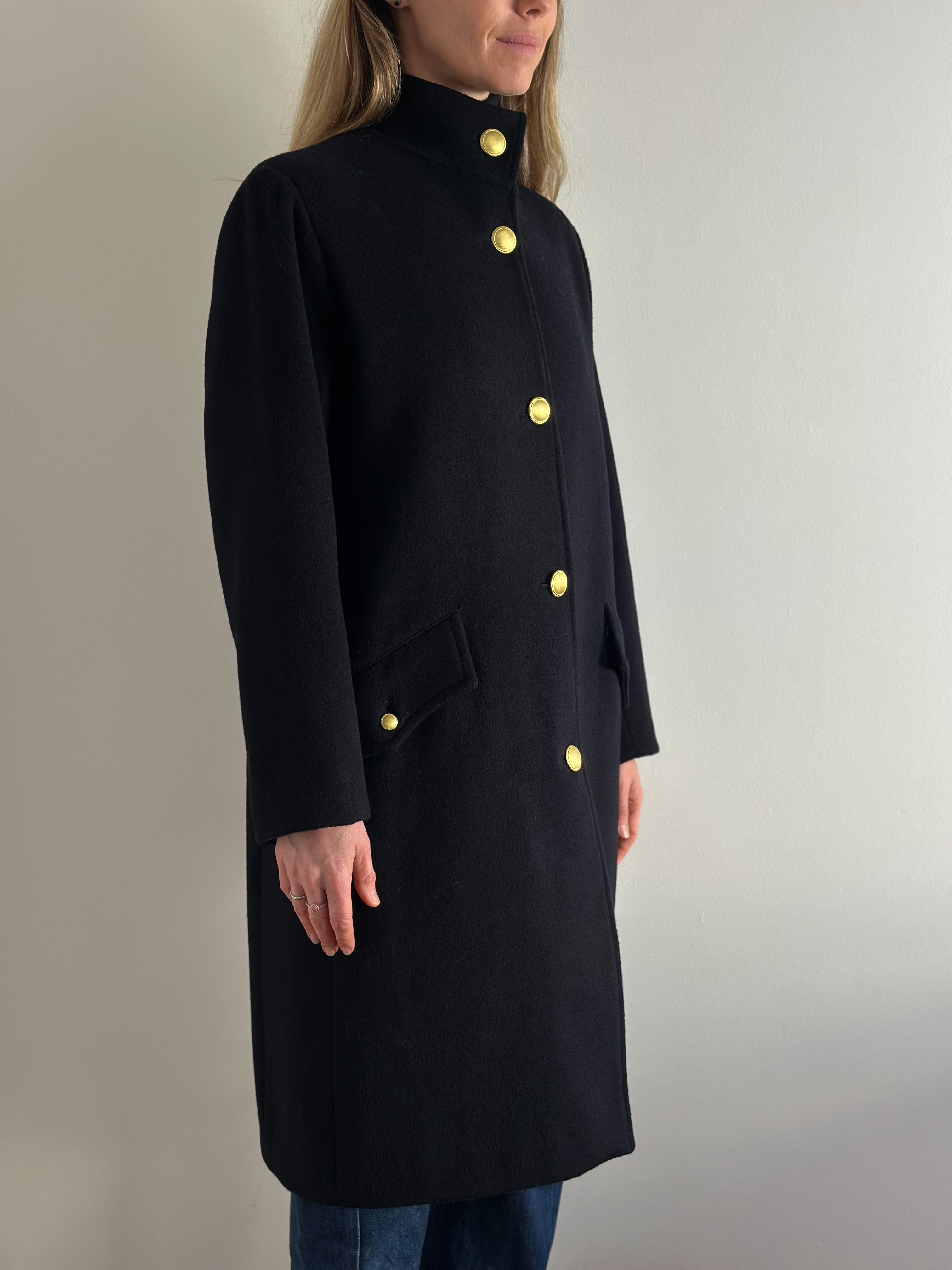 Minimalist Navy Wool Overcoat
