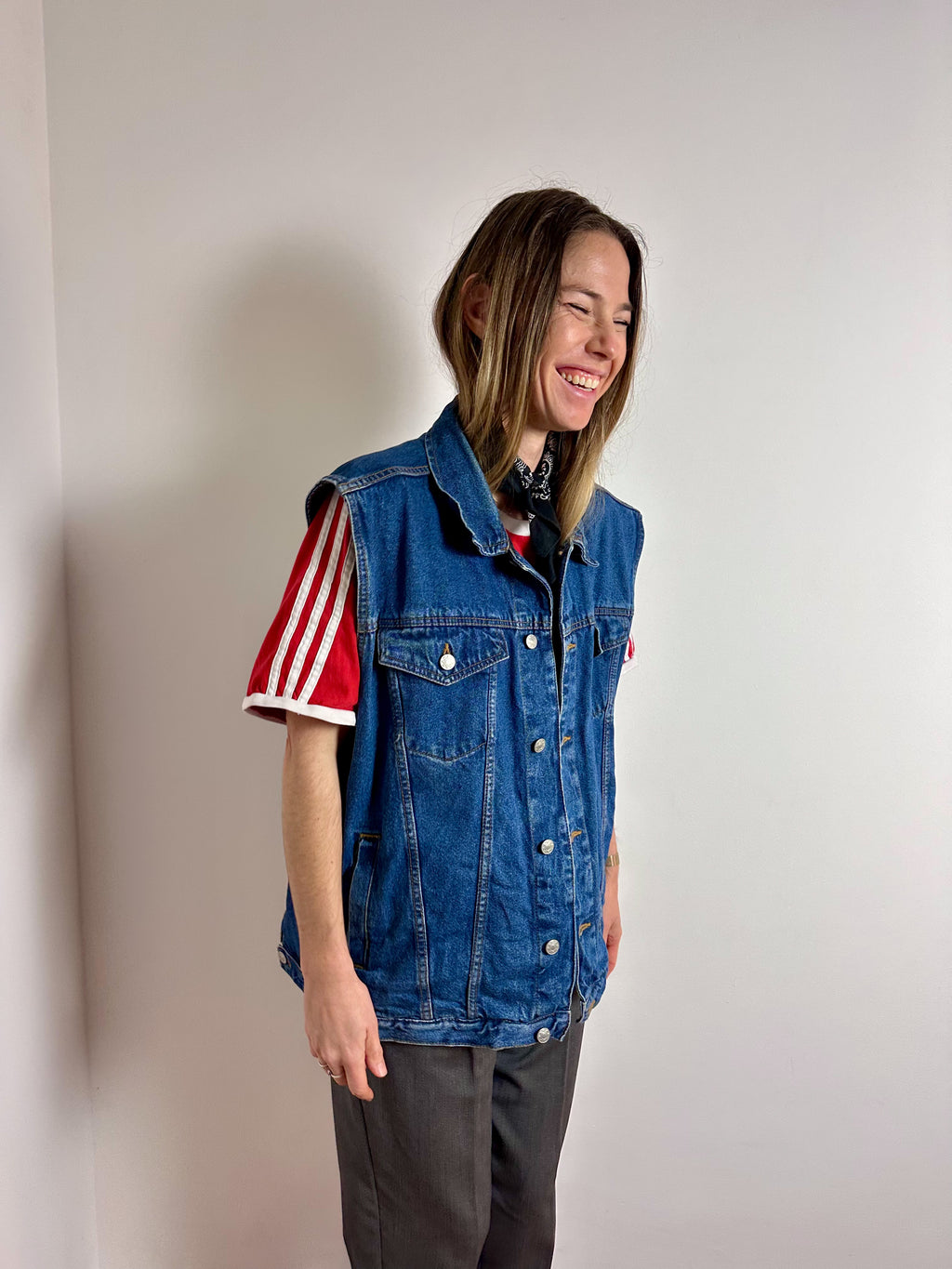 Oversized Denim Trucker Vest