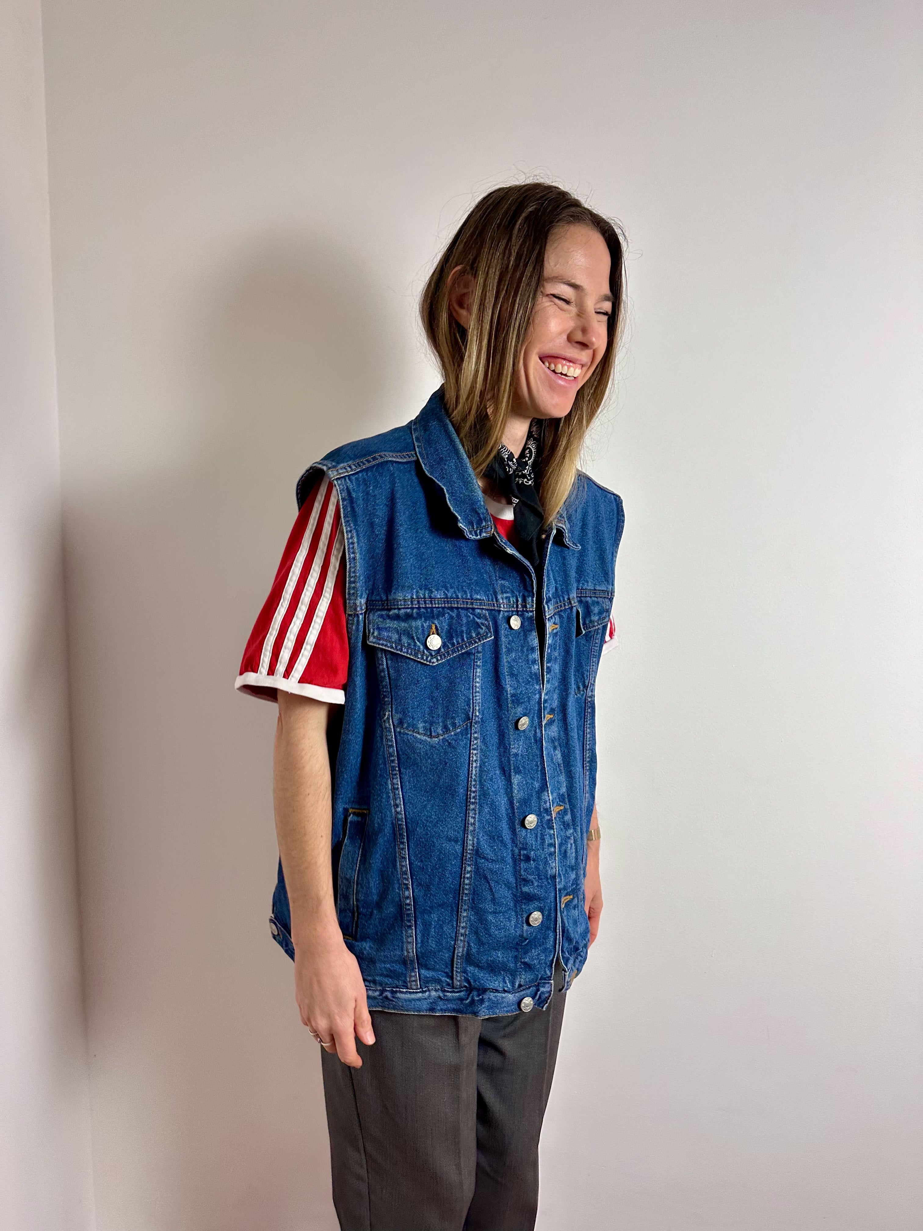 Oversized Denim Trucker Vest