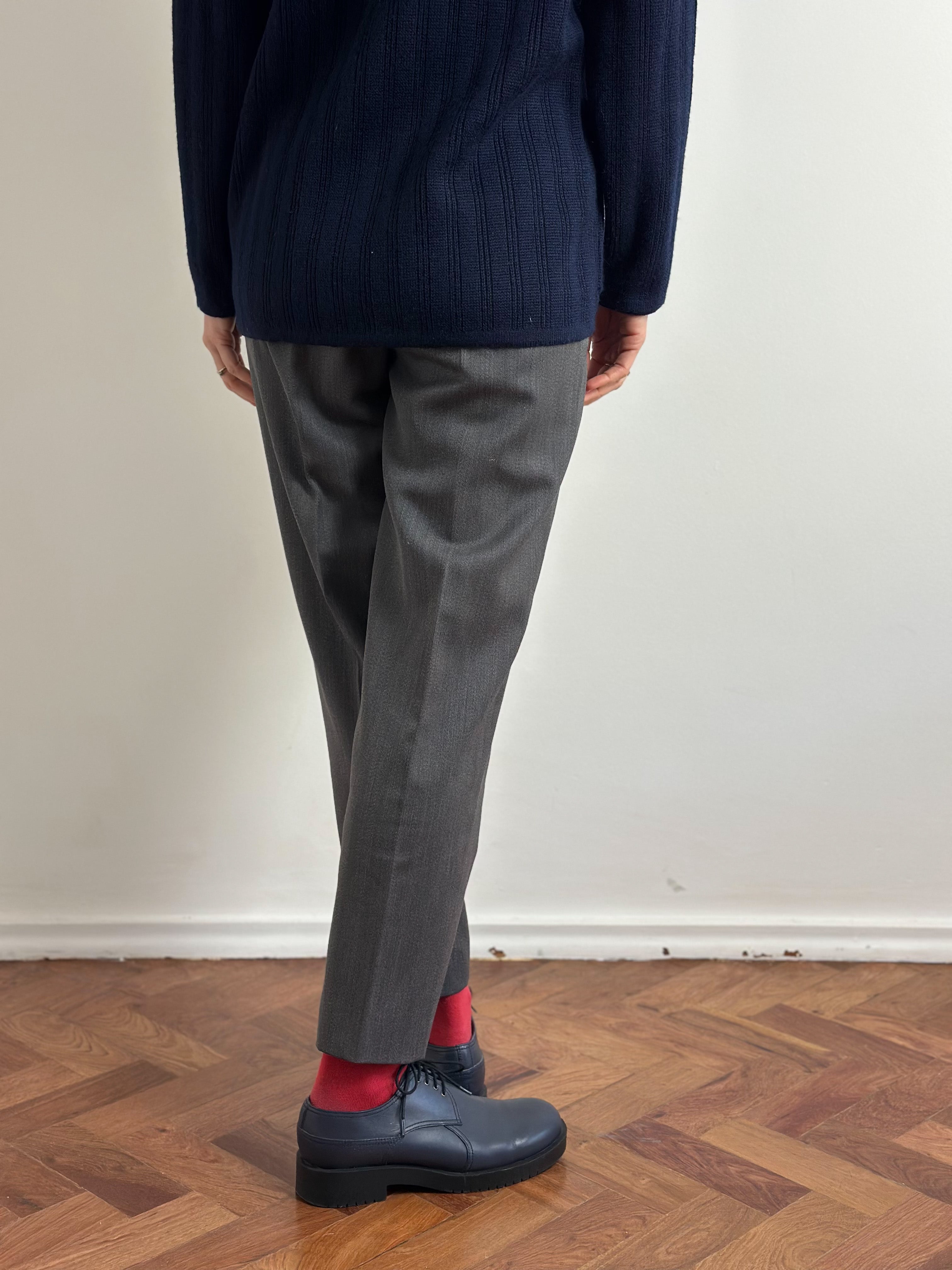 Max Mara Gray Pleated Tailored Trousers