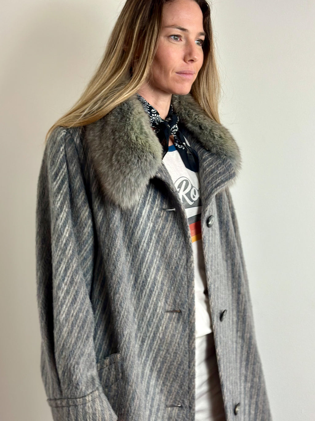 Heritage Wool Coat with Genuine Fur Collar