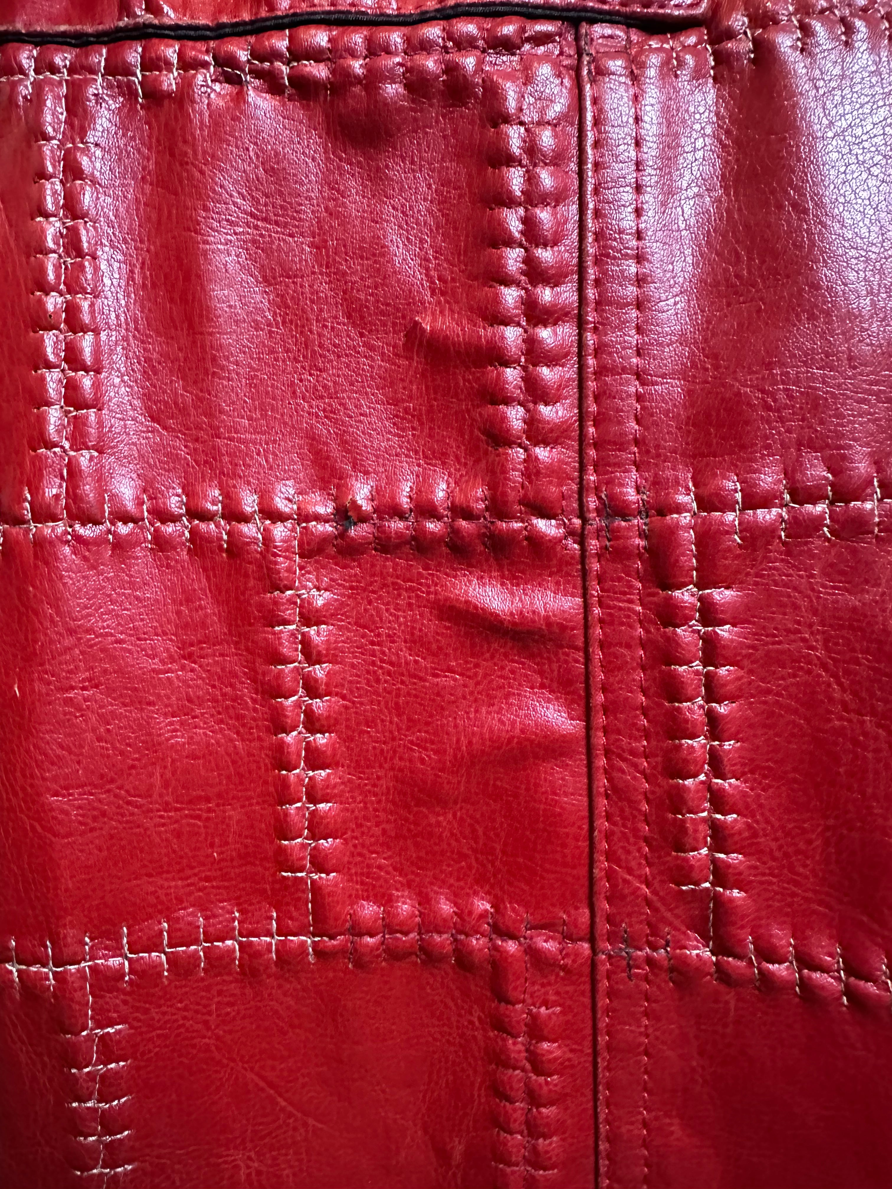 Bold Scarlet Red Faux Leather Trench Coat