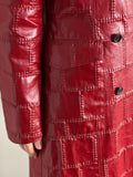 Bold Scarlet Red Faux Leather Trench Coat