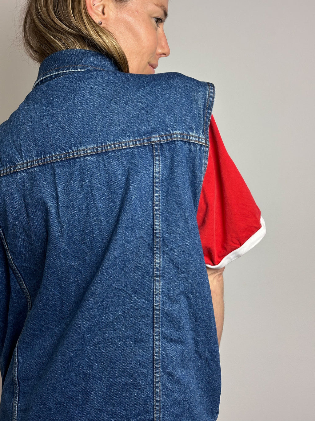 Oversized Denim Trucker Vest