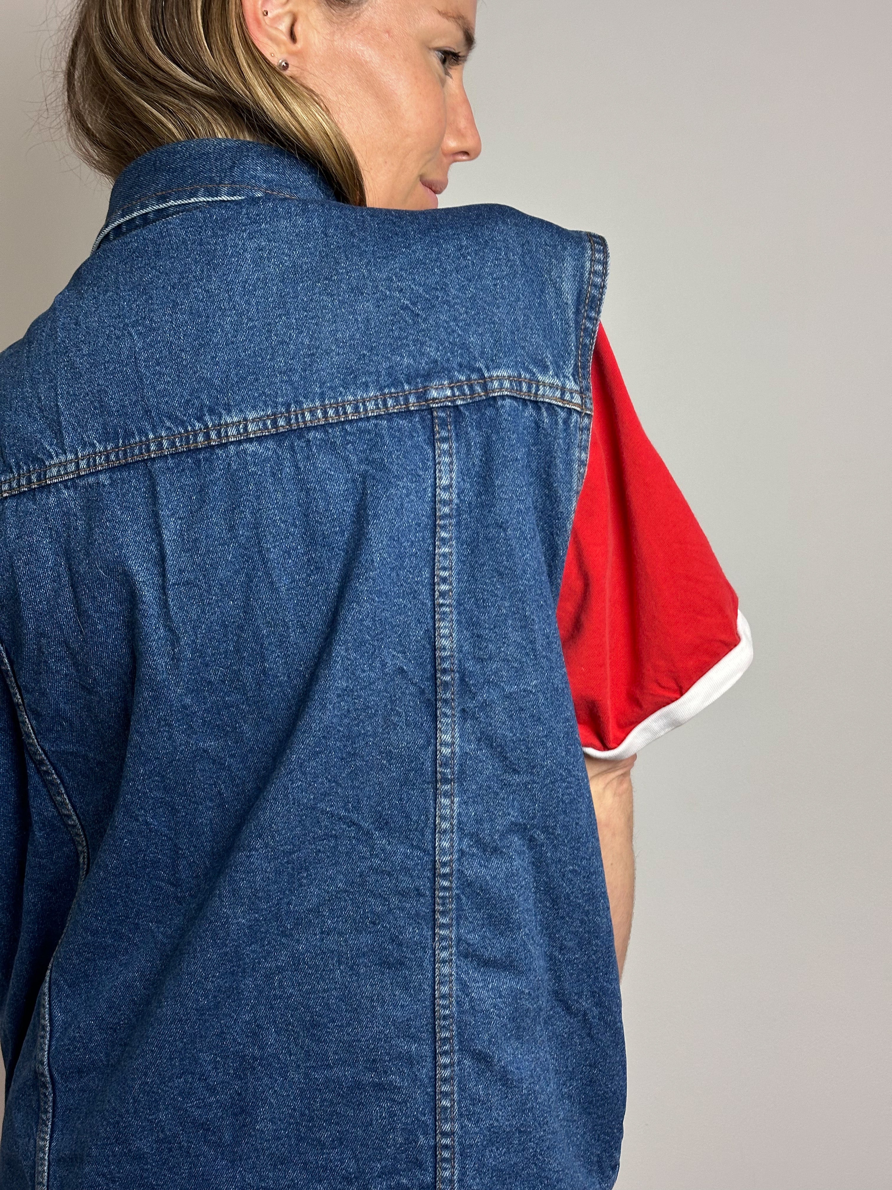Oversized Denim Trucker Vest
