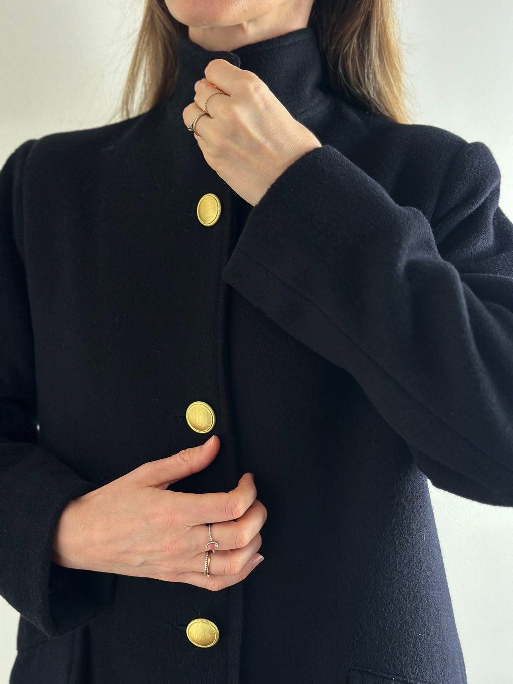 Minimalist Navy Wool Overcoat