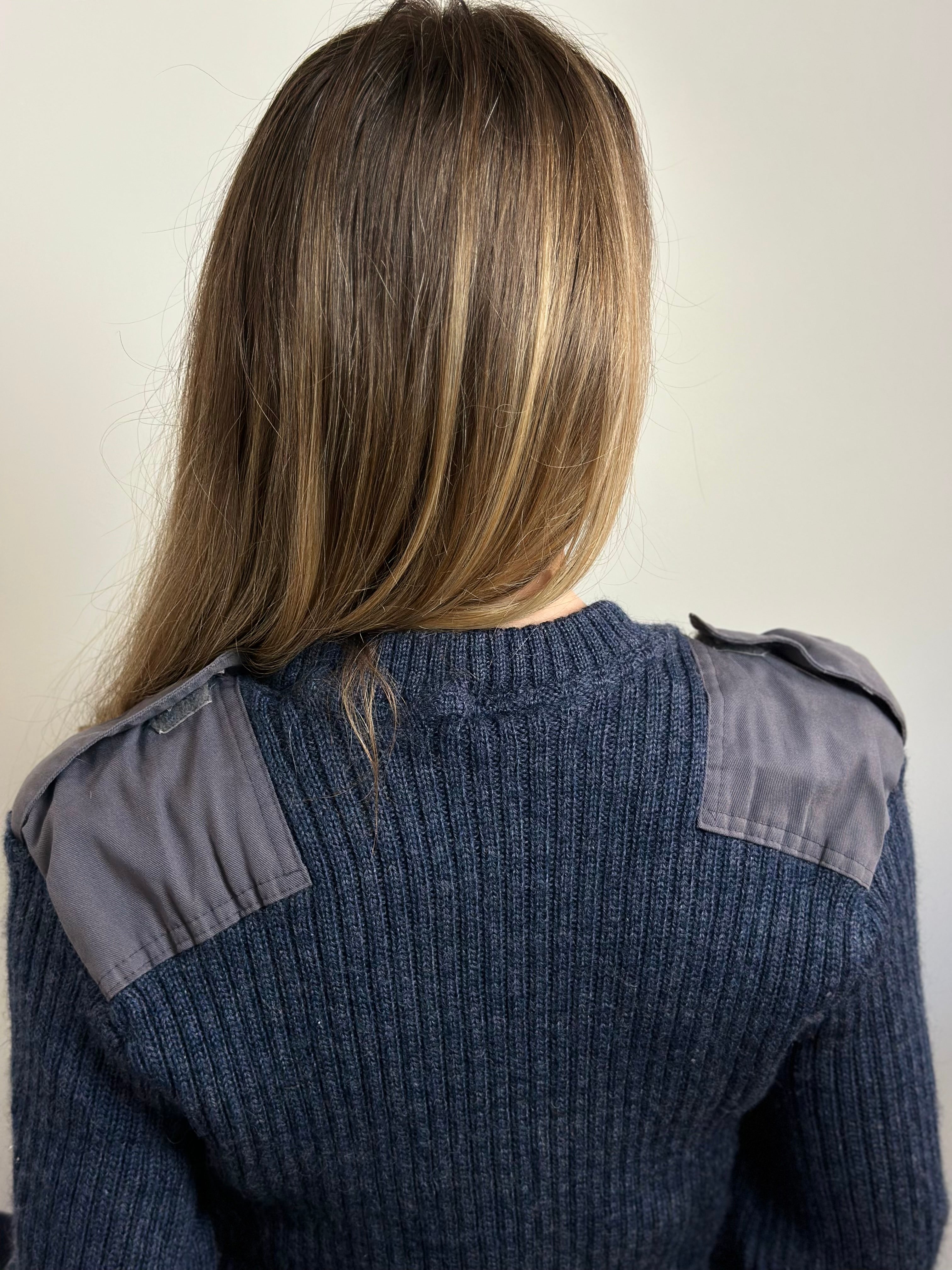 Vintage Navy Ribbed Jumper with Shoulder Epaulettes