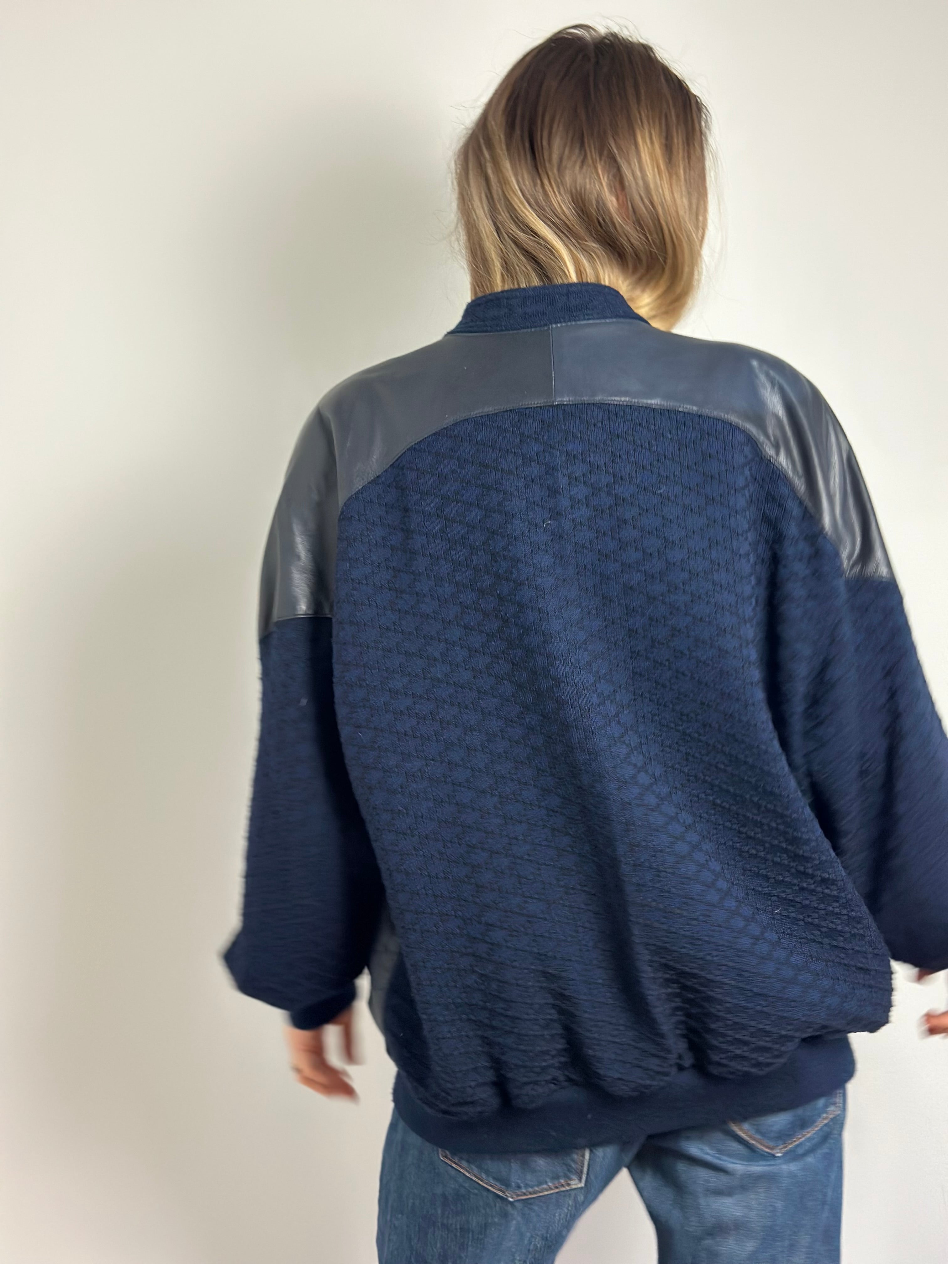 80s Archival Leather & Knit Hybrid Bomber Jacket