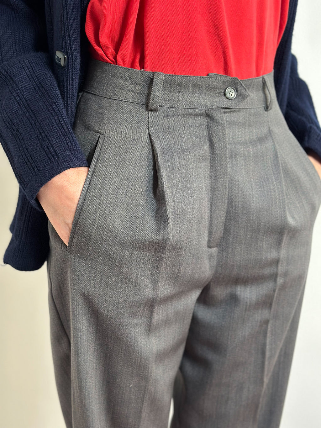 Max Mara Gray Pleated Tailored Trousers