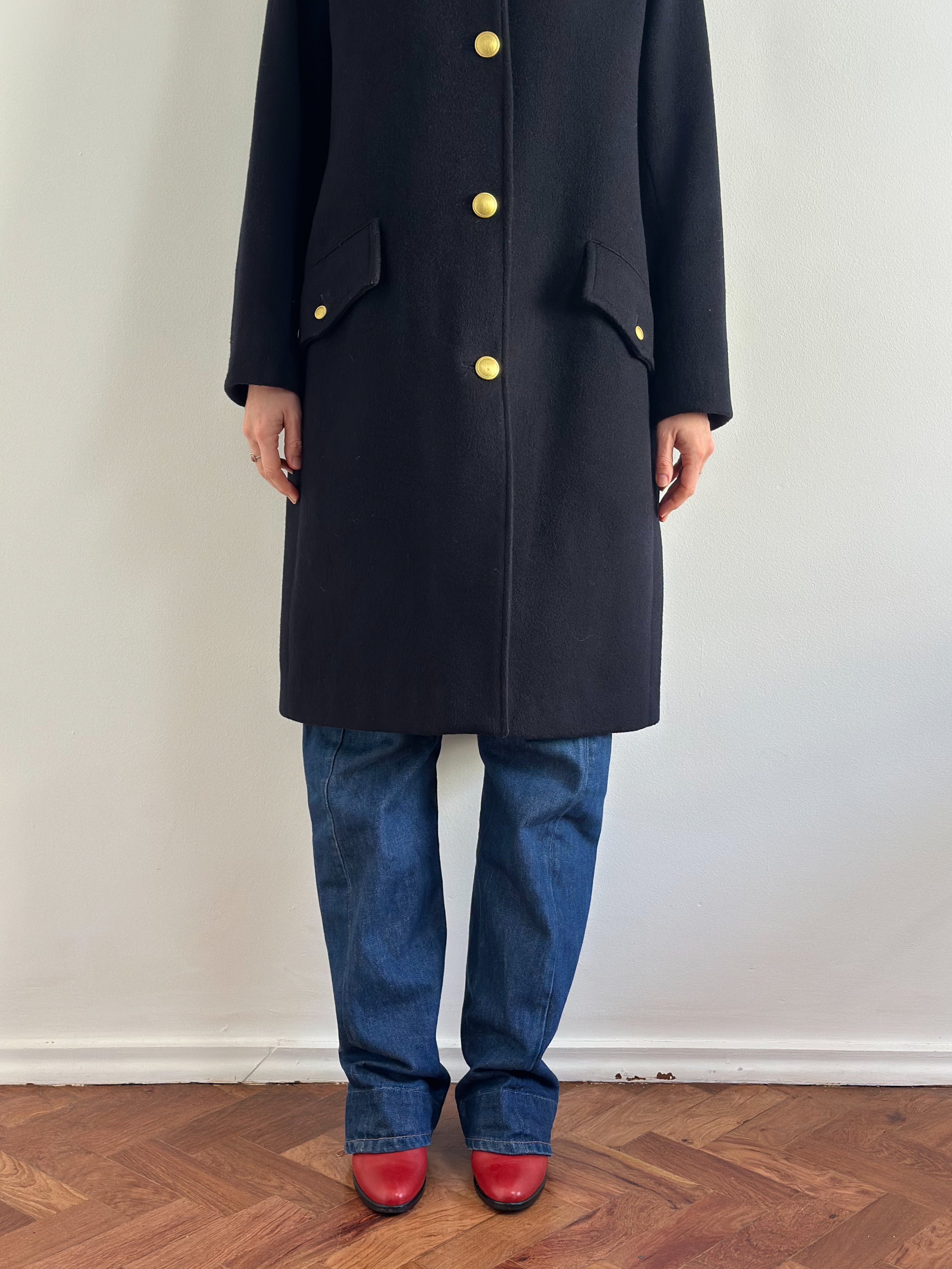 Minimalist Navy Wool Overcoat