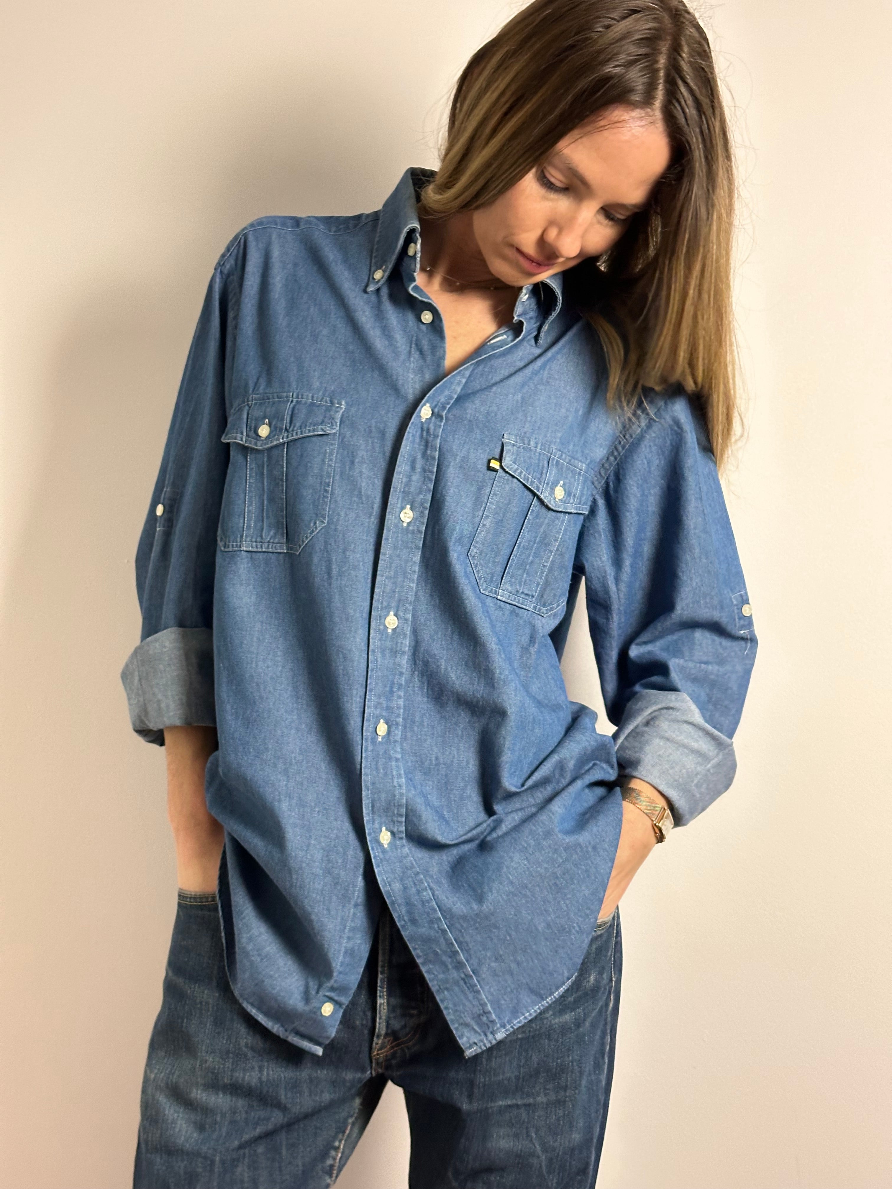 Vintage Rugged Denim Workwear Shirt