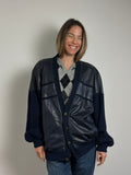 80s Archival Leather & Knit Hybrid Bomber Jacket