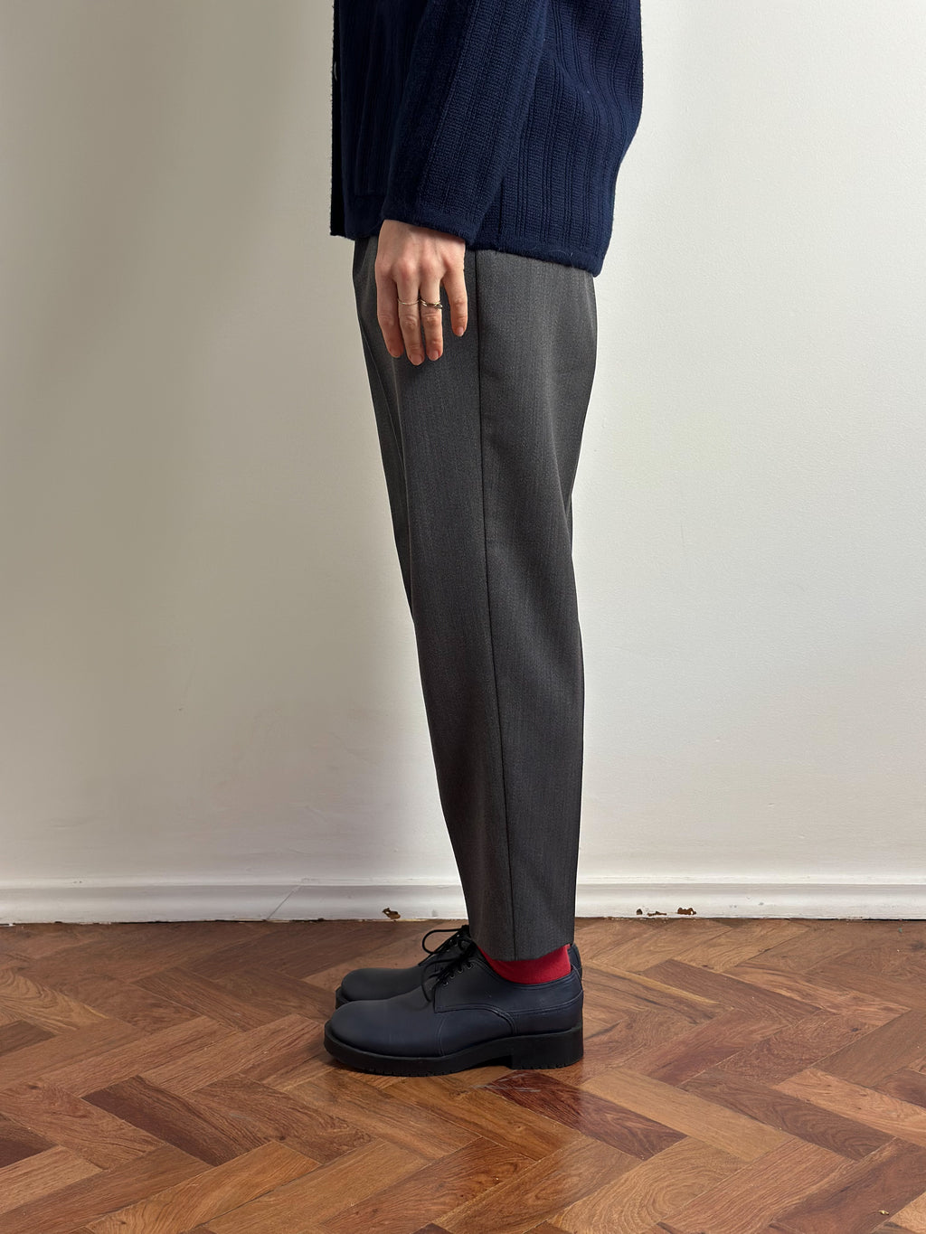 Max Mara Gray Pleated Tailored Trousers