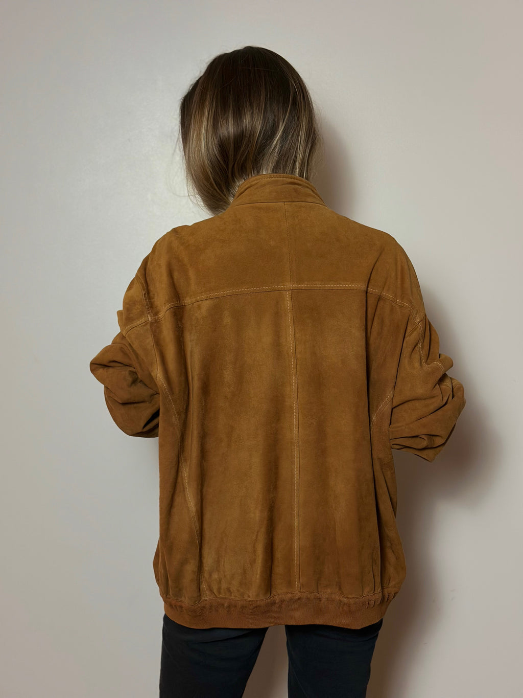 Oversized Earthy Suede Bomber Jacket