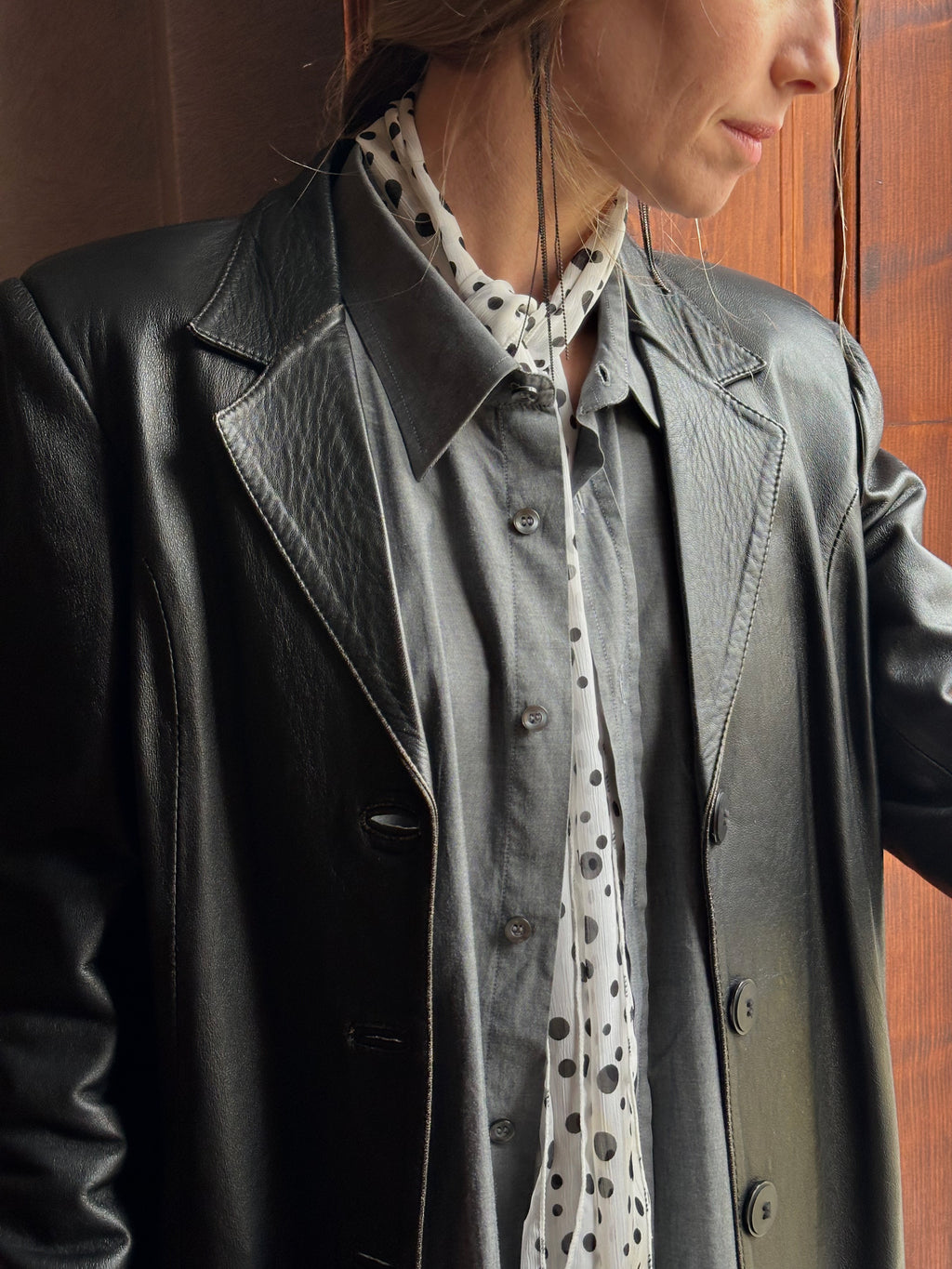 Tailored Black Leather Blazer