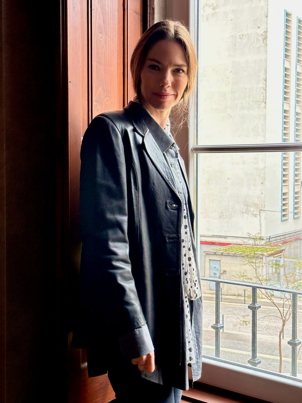 Tailored Black Leather Blazer