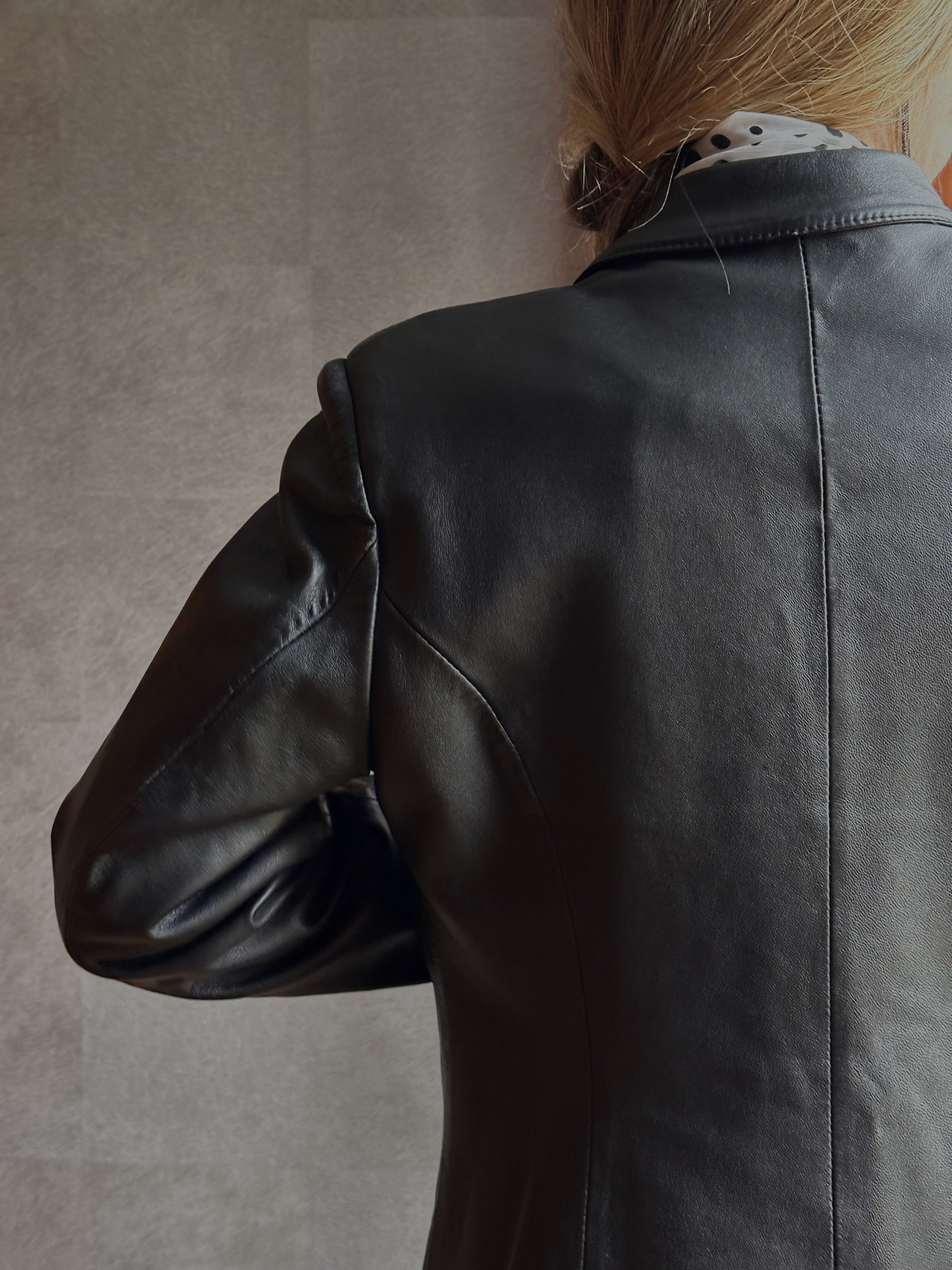 Tailored Black Leather Blazer