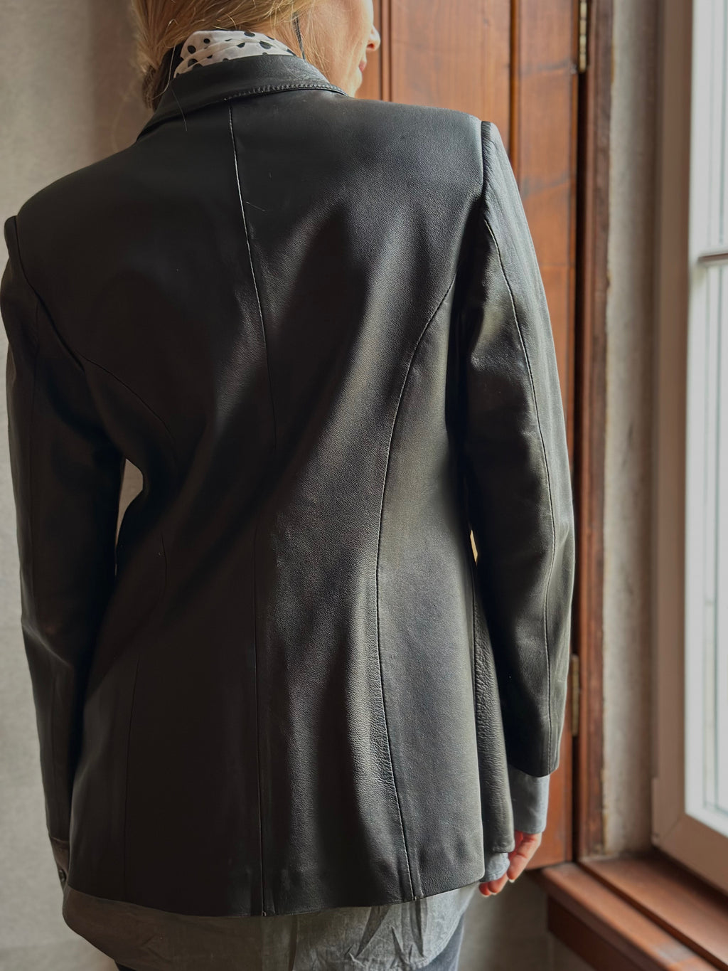 Tailored Black Leather Blazer