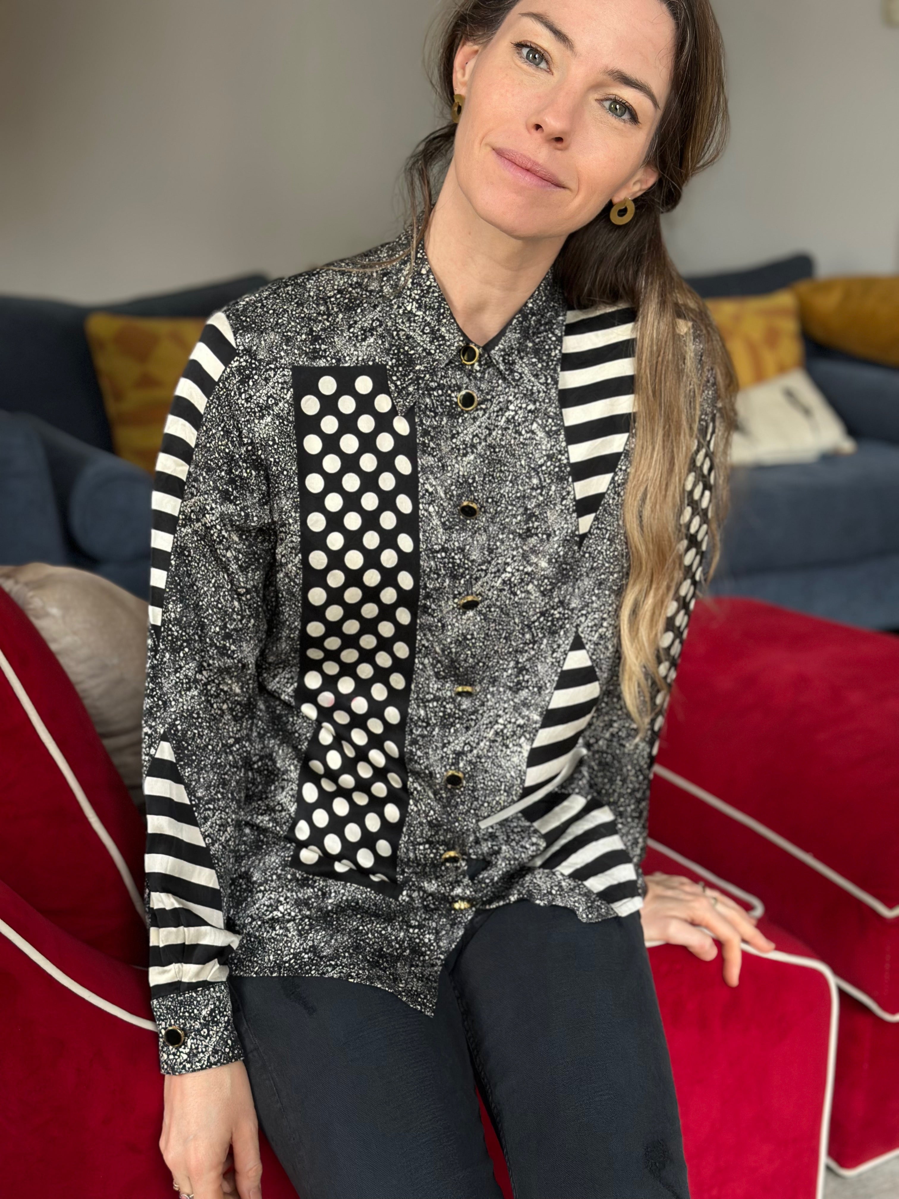 Escada Silk Geometric Pattern Blouse