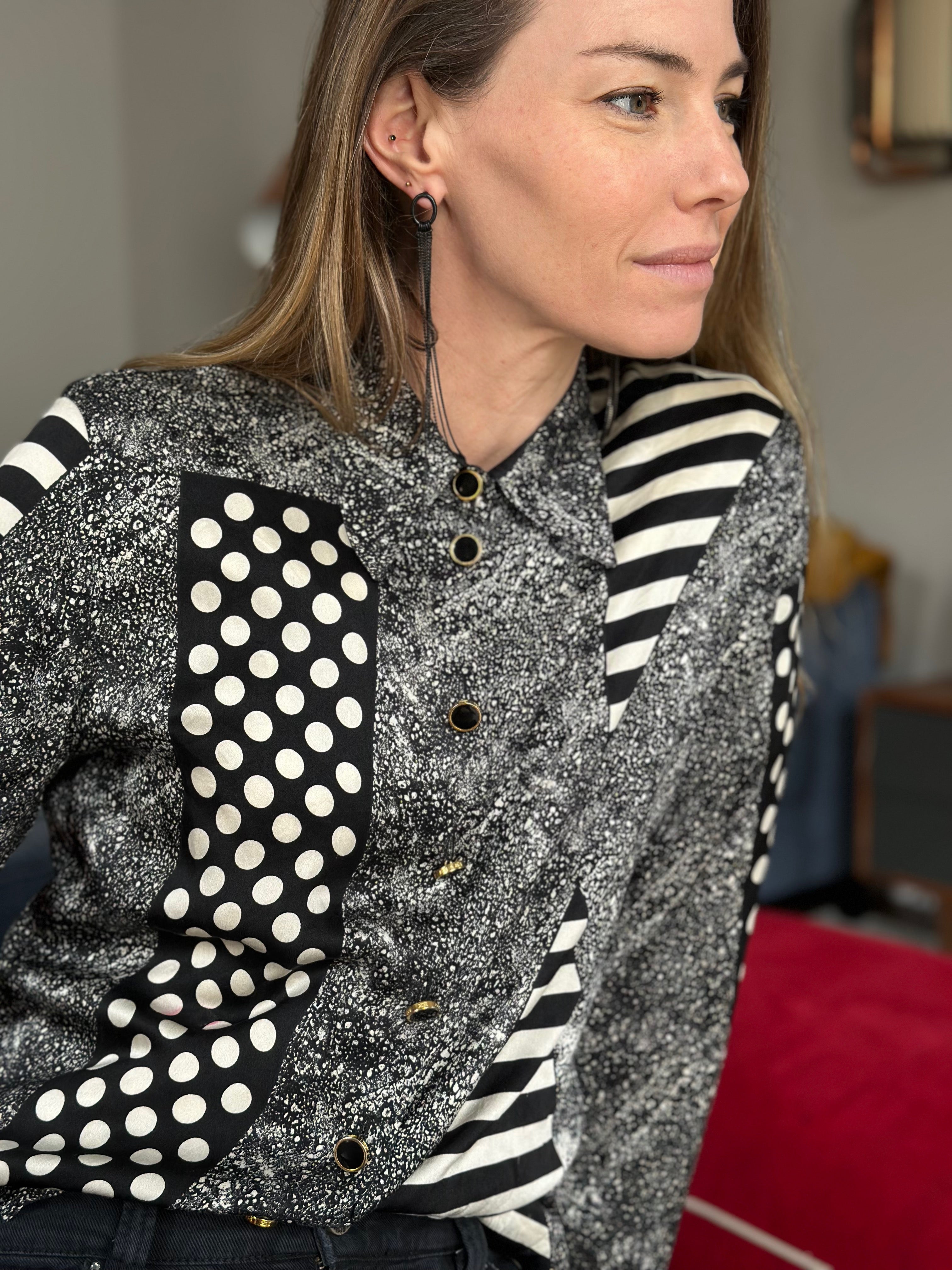 Escada Silk Geometric Pattern Blouse