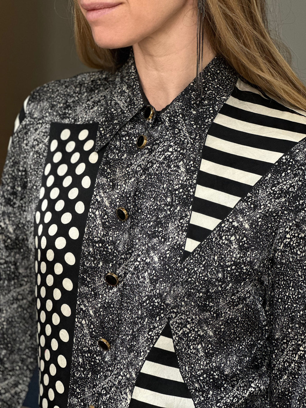 Escada Silk Geometric Pattern Blouse