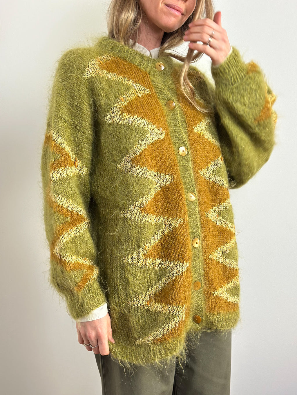 Hand-Embroidered Bobble Knit Cardigan