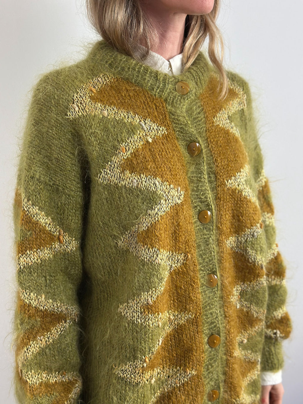 Hand-Embroidered Bobble Knit Cardigan