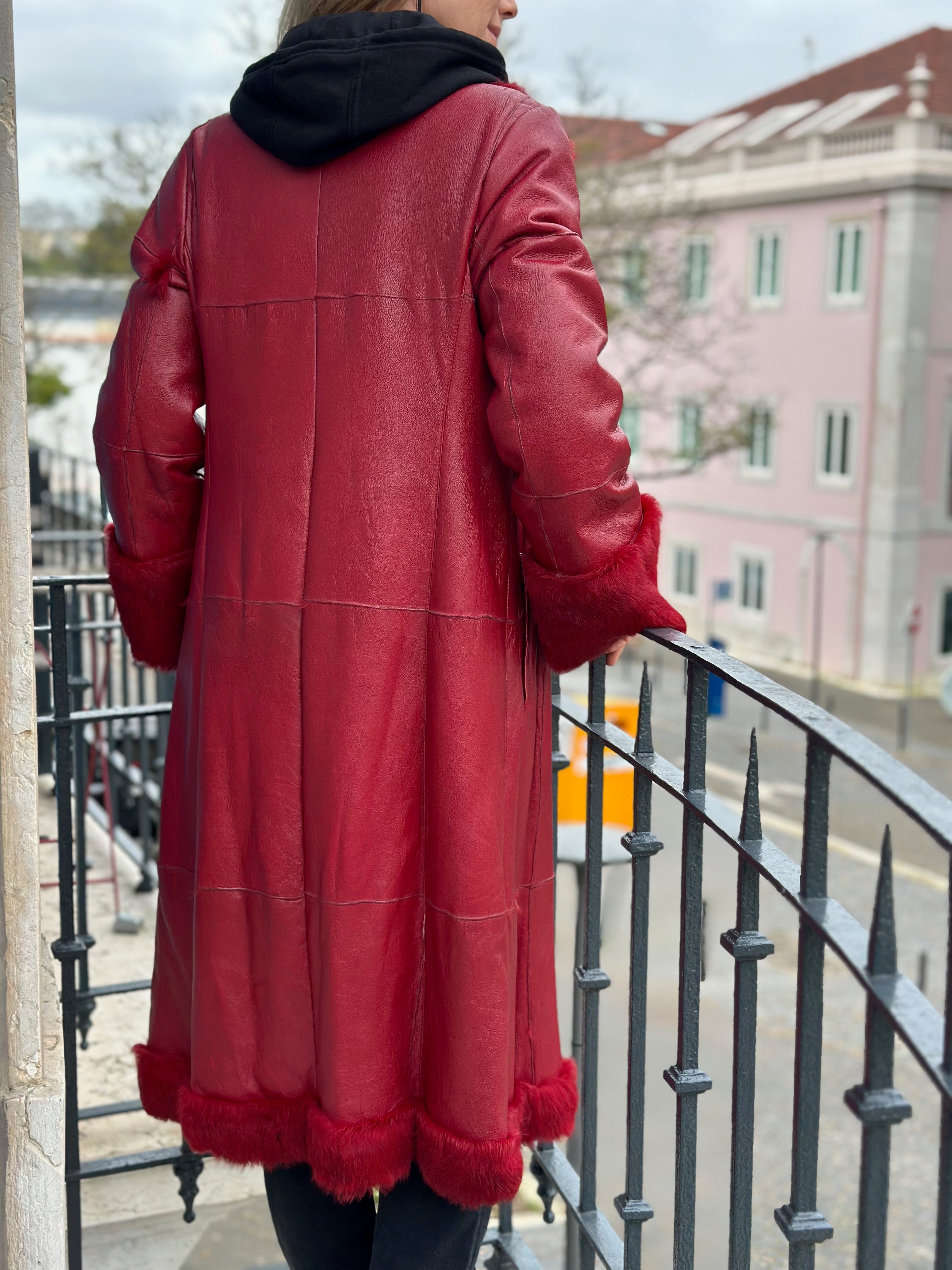 Red Leather Trench Coat