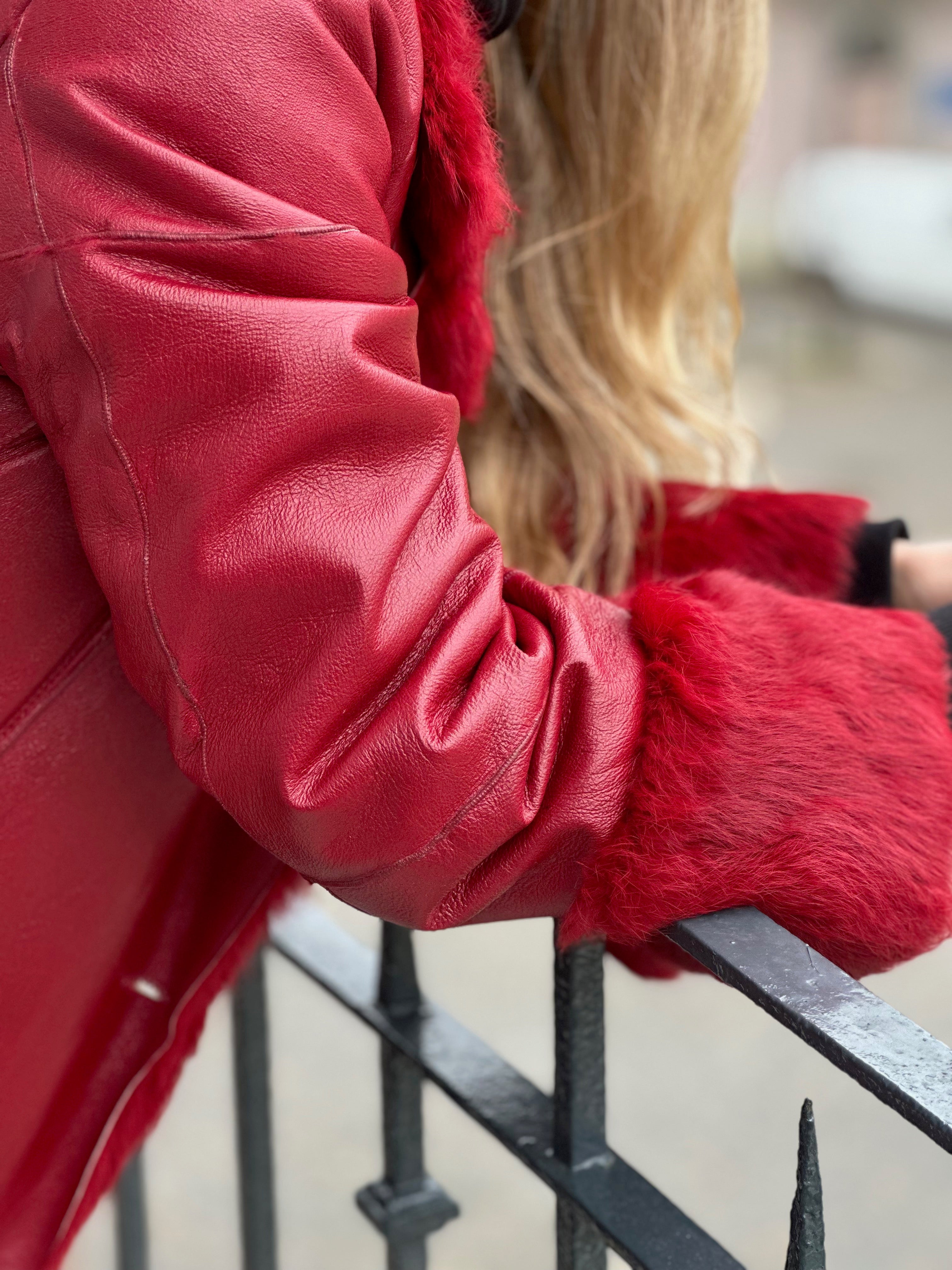 Red Leather Trench Coat