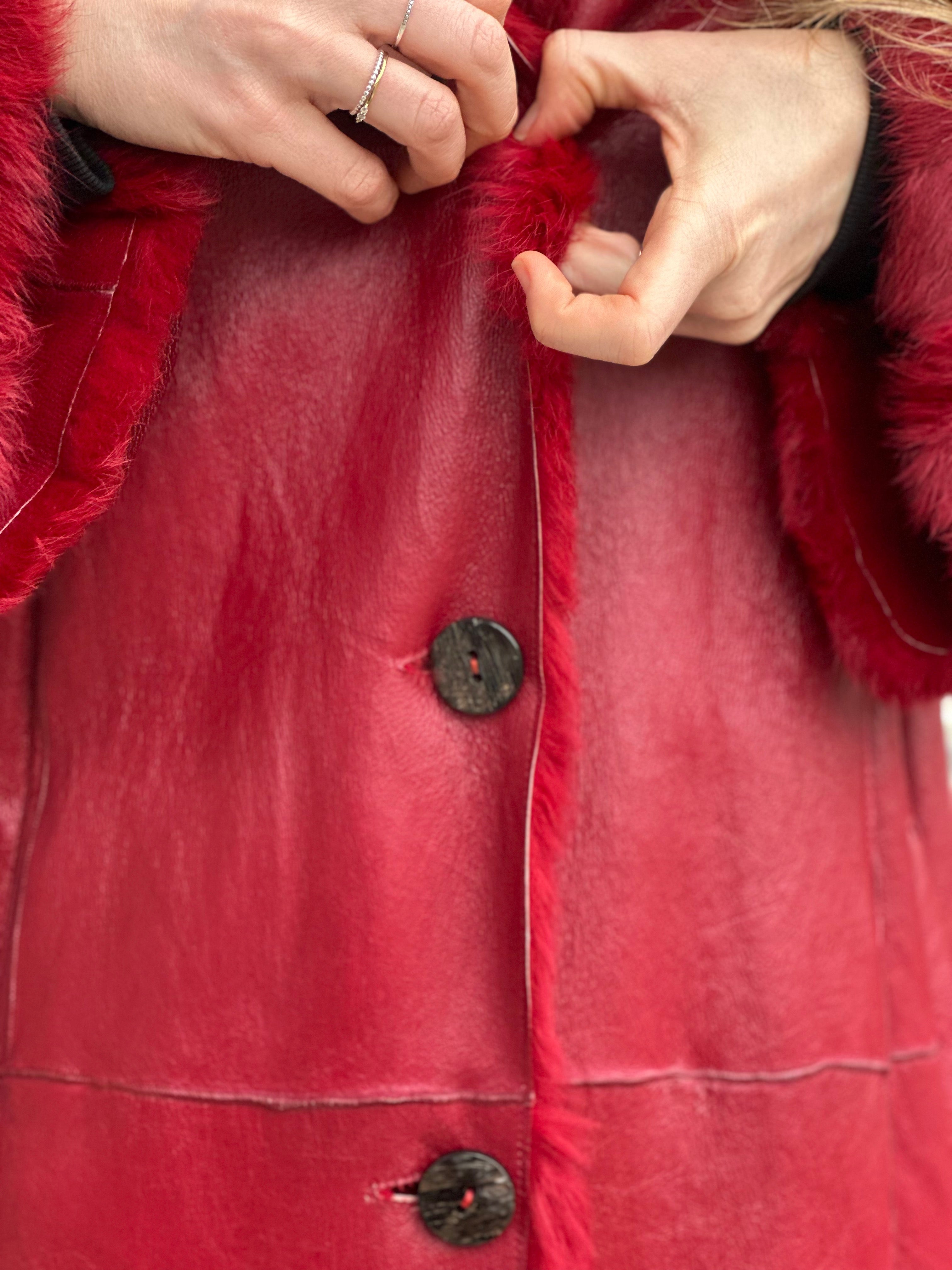 Red Leather Trench Coat