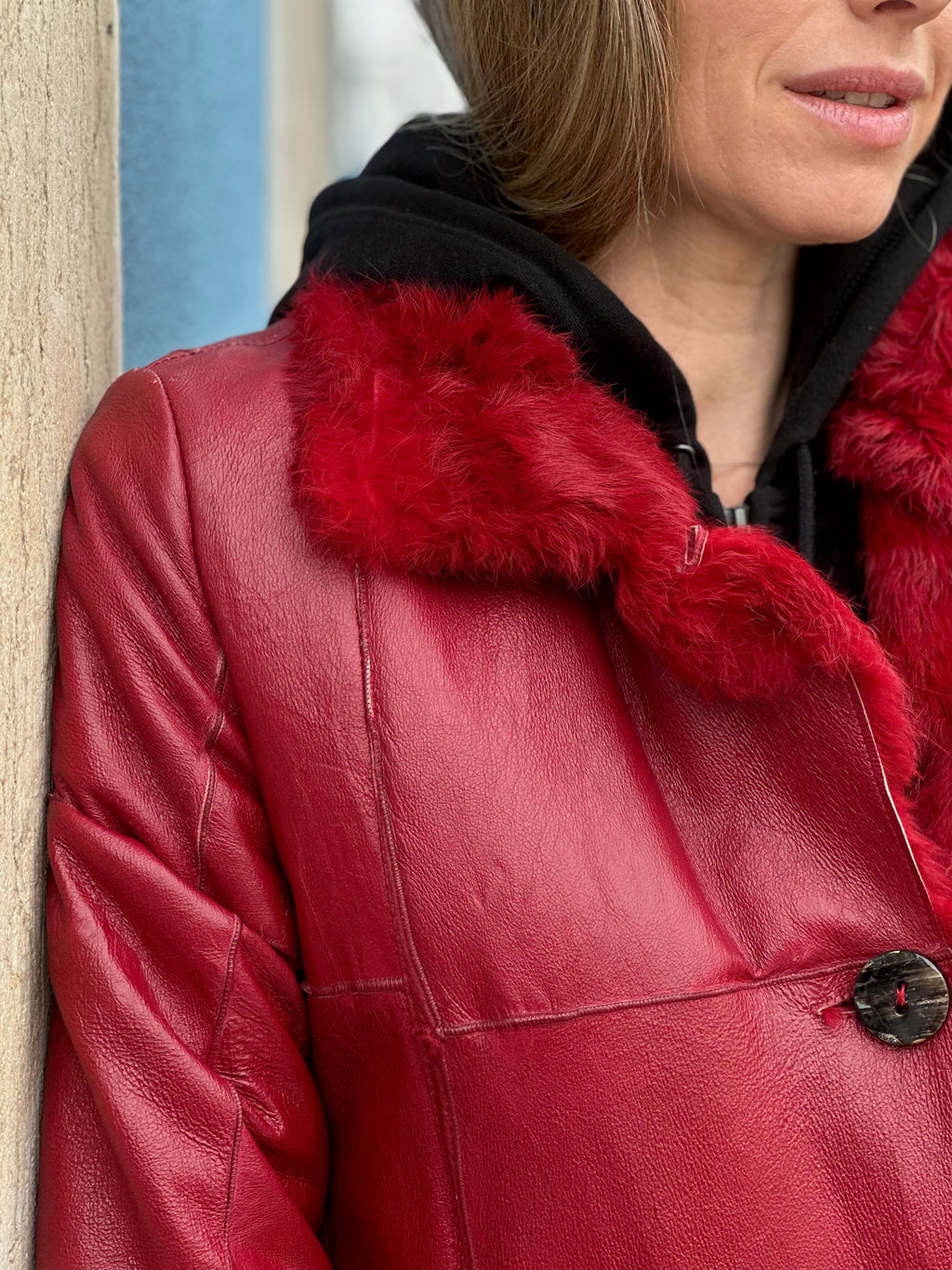 Red Leather Trench Coat